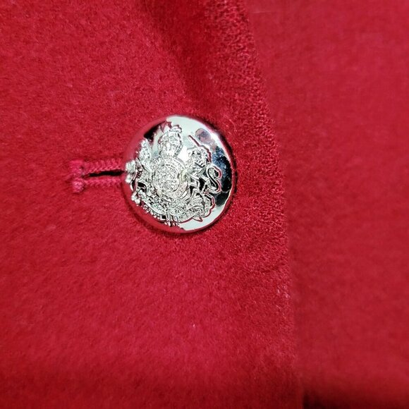 Lauren Ralph Lauren Blazer Jacket 8 Women 10 Silver Crest Buttons Red Wool Blend - Picture 2 of 5